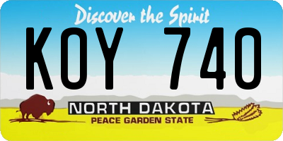 ND license plate KOY740