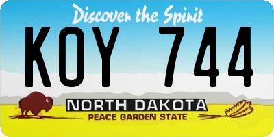 ND license plate KOY744