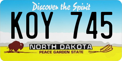 ND license plate KOY745