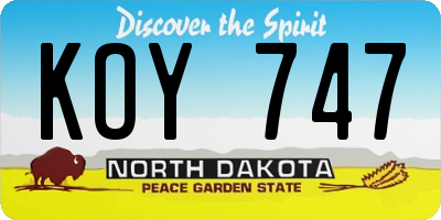 ND license plate KOY747