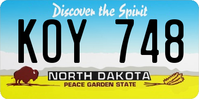 ND license plate KOY748