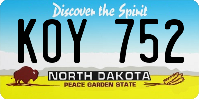 ND license plate KOY752