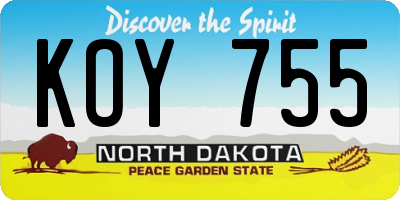 ND license plate KOY755