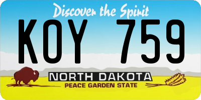 ND license plate KOY759
