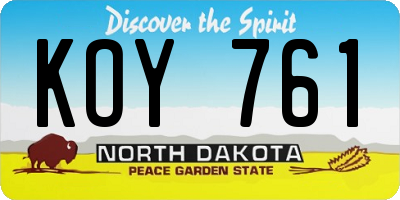 ND license plate KOY761