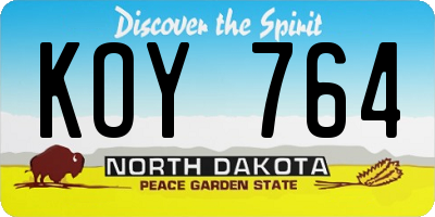 ND license plate KOY764