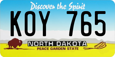 ND license plate KOY765