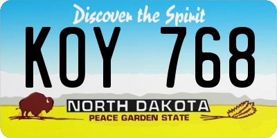 ND license plate KOY768