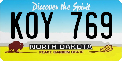 ND license plate KOY769