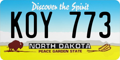 ND license plate KOY773