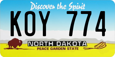 ND license plate KOY774
