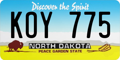 ND license plate KOY775