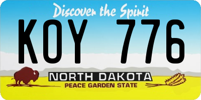 ND license plate KOY776