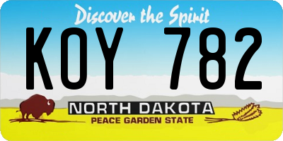 ND license plate KOY782