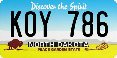ND license plate KOY786