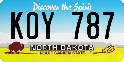 ND license plate KOY787