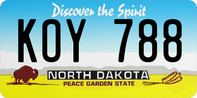 ND license plate KOY788