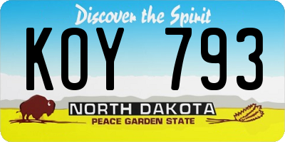 ND license plate KOY793