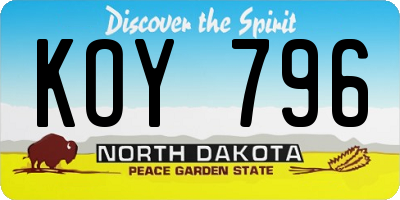 ND license plate KOY796