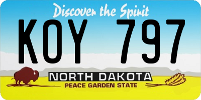 ND license plate KOY797