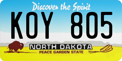 ND license plate KOY805