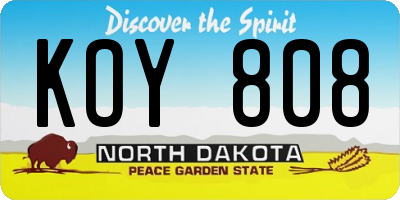 ND license plate KOY808