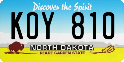 ND license plate KOY810