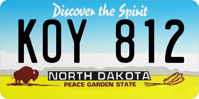 ND license plate KOY812