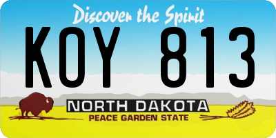 ND license plate KOY813