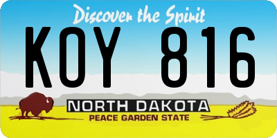 ND license plate KOY816