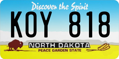 ND license plate KOY818