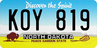 ND license plate KOY819