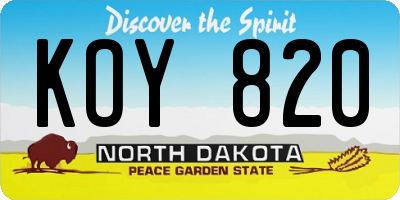ND license plate KOY820