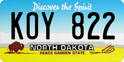 ND license plate KOY822