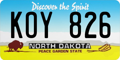 ND license plate KOY826