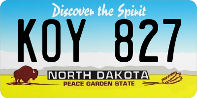 ND license plate KOY827
