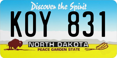 ND license plate KOY831