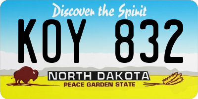 ND license plate KOY832