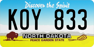 ND license plate KOY833