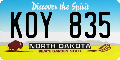 ND license plate KOY835