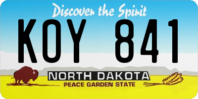 ND license plate KOY841
