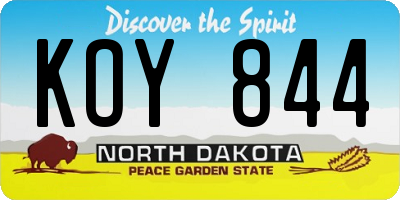 ND license plate KOY844