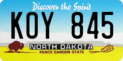 ND license plate KOY845