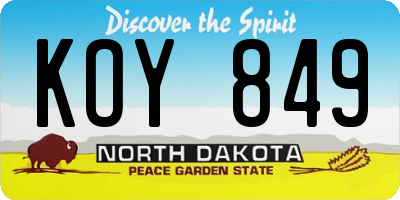 ND license plate KOY849