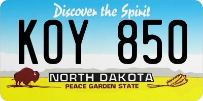 ND license plate KOY850