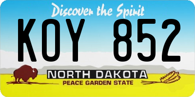 ND license plate KOY852