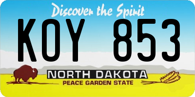 ND license plate KOY853