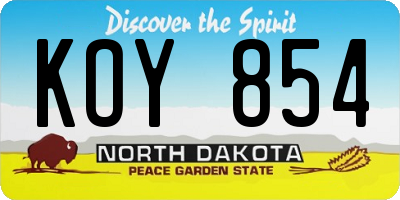 ND license plate KOY854