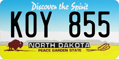 ND license plate KOY855