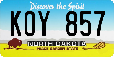 ND license plate KOY857